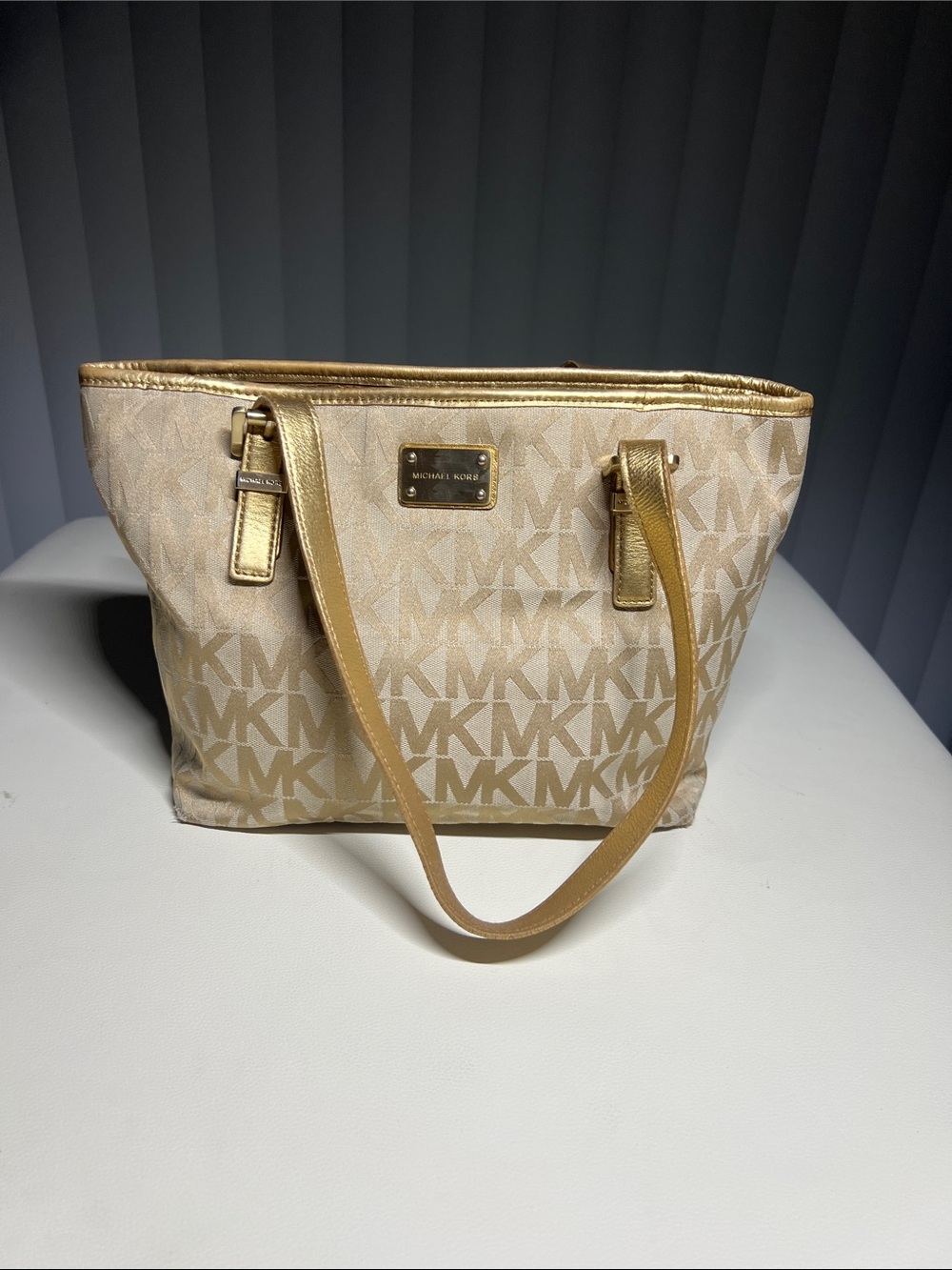 Michael Kors Beige Medium Tote with Gold Accents